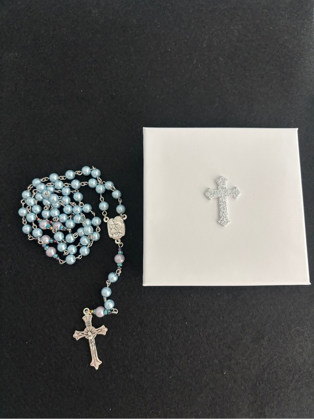 Handmade Pastel Blue and Purple Holy Family/Confirmation Dove Catholic Rosary